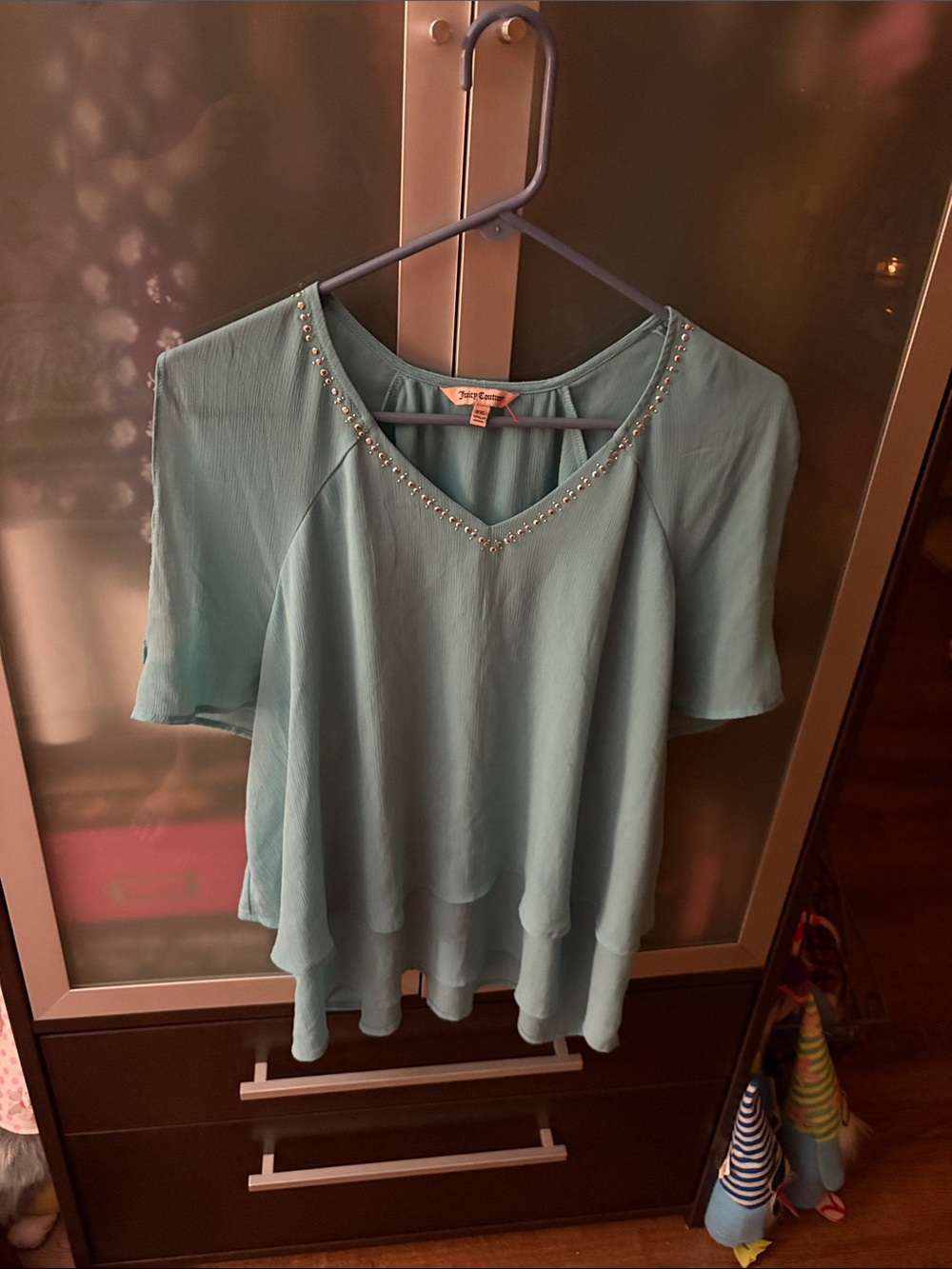 Juicy couture Seafoam Beaded V-Neck Layered Tunic